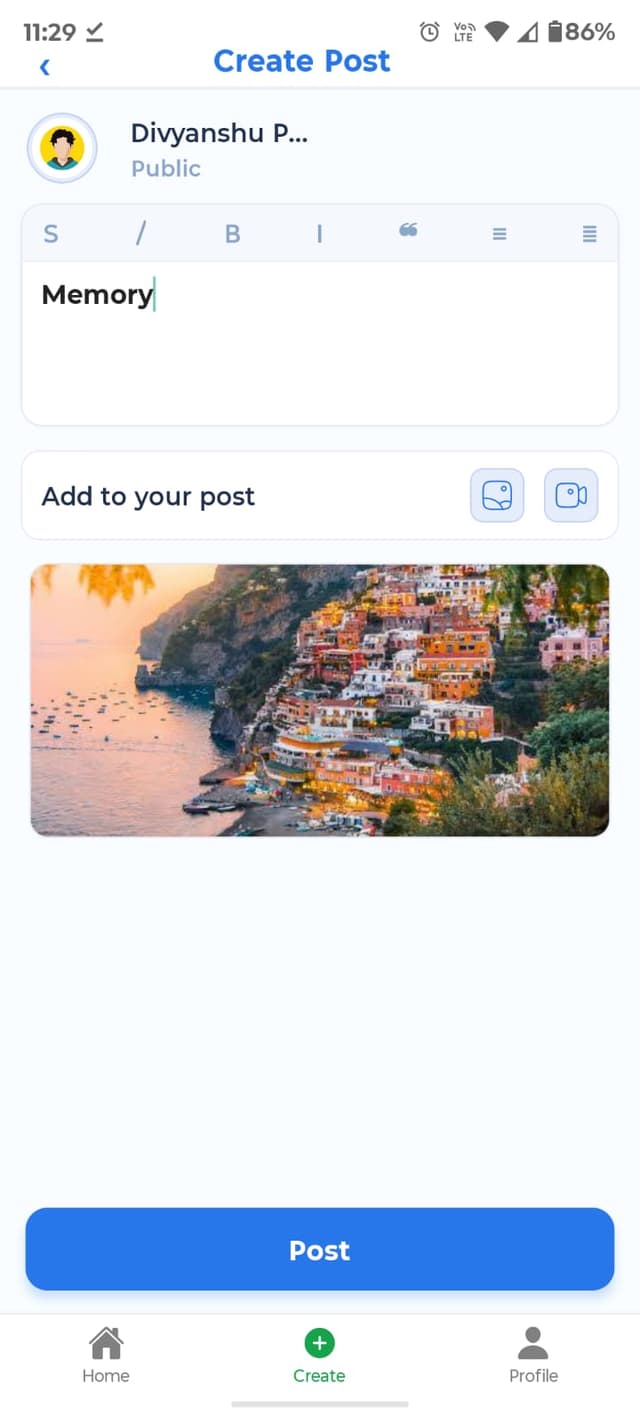 Create Post Page
